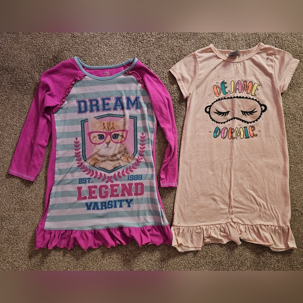 10 Pairs Of Girls Pajamas Sz M 7/8